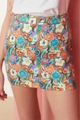 Moda Shift Geometrik Desen Günlük Mini Boy Mini Boy Dokuma Etek - 3