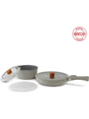 Neoflam Midas Gri 6 Parça Ayrılabilen Saplı Iç Içe Geçebilen Indüksiyonlu Tencere Tava Seti - 1