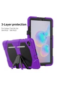Samsung Galaxy P610 S6 Lite 10.4 Inctablet Kılıfı Kalemlikli Defender Tank Silikon Yüksek Koruma  mor - 3