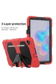 Samsung Galaxy P610 S6 Lite 10.4 Inctablet Kılıfı Kalemlikli Defender Tank Silikon Yüksek Koruma  kırmızı - 3