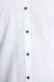 Moda Erkek Düğmeli Yaka Düz Desen Günlük Dokulu Pamuklu Gömlek - 5