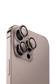 İphone 16 Pro / Iphone 16 Pro Max Uyumlu  Lens Koruyucu AluGuard Serisi Cam Alüminyum Çerçeve  Taupe Gold - 1