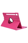 Samsung Galaxy Tab S9 FE 10.9 Inç Tablet Uyumlu Kılıf 360° Dönebilen Deri Leather New Style Case  PEMBE - 3