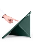 Ipad Pro 12.9 Inç 5. Ve 6. Nesil 2021 / 2022 M2 Çip Uyumlu Kalem Bölmeli Standlı Silikon Kılıf  Koyu Yeşil - 2