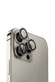 İphone 16 Pro / Iphone 16 Pro Max Uyumlu  Lens Koruyucu AluGuard Serisi Cam Alüminyum Çerçeve  Titanium Grey - 1
