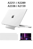 Macbook Pro 13 M1-m2 Çip A2251-a2289-a2338-a2159 Uyumlu Standlı Kılıf + Klavye Kılıfı Ekran Koruyucu  Şeffaf thumbnail 1