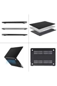 Macbook Air 13 Inç M1 Çip A2337 Tam Uyumlu Alt Üst Kılıf + Klavye Kılıfı + Ekran Koruyucu Film  SİYAH - 8