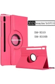 Samsung Galaxy Tab S9 FE 10.9 Inç Tablet Uyumlu Kılıf 360° Dönebilen Deri Leather New Style Case  PEMBE - 1