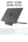 Macbook Pro 13 M1-m2 Çip A2251-a2289-a2338-a2159 Uyumlu Standlı Kılıf + Klavye Kılıfı Ekran Koruyucu  Siyah - 8