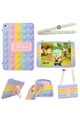 Ipad 10.2 Inç 8. Nesil Uyumlu Kılıf Popit Çocuk Tablet Standlı Askılı Gökkuşağı Renkli Kapak - 2