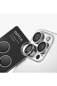 İphone 16 Pro / İphone 16 Pro Max Sapphire Lens Koruyucu Optix Prime Serisi Çelik Çerçeve  Silver - 3