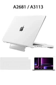 Macbook Air 13.6 M2-m3-m4 Çip 2022/2024/2025 A2681 A3113 A3240 Standlı Kılıf Klavye / Ekran Koruyucu  Şeffaf thumbnail 1