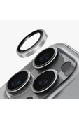 İphone 16 Pro / İphone 16 Pro Max Sapphire Lens Koruyucu Optix Prime Serisi Çelik Çerçeve  Silver - 1