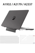 Macbook Air 13" 2020 M1 Çip A2337/a1932/a2179 Uyumlu Standlı Kılıf + Klavye Kılıfı + Ekran Koruyucu  Siyah - 8
