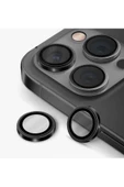 İphone 16 Pro / İphone 16 Pro Max Sapphire Lens Koruyucu Optix Prime Serisi Çelik Çerçeve  Grey - 3