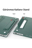 Macbook Air 13.6 M2-m3-m4 Çip 2022/2024/2025 A2681 A3113 A3240 Standlı Kılıf Klavye / Ekran Koruyucu  Yeşil - 6