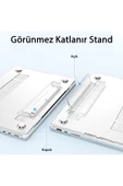 Macbook Air 13" 2020 M1 Çip A2337/a1932/a2179 Uyumlu Standlı Kılıf + Klavye Kılıfı + Ekran Koruyucu  Şeffaf - 5