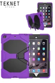 Apple Ipad 5. 6. Nesil 2017 2018 9.7" Inc Kılıfı Defender Tank Zırh Silikon Kılıf Ekran Koruyuculu  Mor - 1