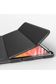 Apple Ipad Pro 11'' 2022 4. Nesil M2 Çip Uyumlu Deri Görünümlü Kalemlikli Kılıf Lux Case  Siyah - 5