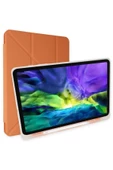 Samsung Galaxy Tab S6 Lite P610 Uyumlu Origami Kalem Bölmeli Trifolding Yumuşak Silikon Kılıf  Turuncu - 1