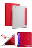 Samsung Galaxy Tab A8 10.5 X200 Uyumlu Origami Kalem Bölmeli Arkası Yumuşak Koruyucu Silikon Kılıf  Kırmızı thumbnail 5