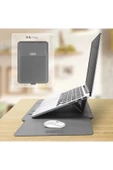 Macbook Air 13.6 Inç M2-M3-M4 Çip 2022/2024/2025 A2681 A3113 A3240 Kılıf Çanta Stand Mıknatıs Kapak  13 - 14,9 inç GRİ - 4