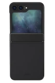 Samsung Galaxy Z Flip 6 Kılıf Ora Serisi Katlanabilir Deri Görünümlü Metal Çerçeve Kapak  Black - 1