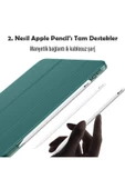 Ipad Air 6 11 Inç M2 Çip 2024 Uyumlu Tablet Kılıfı İnce Tasarım Smart Cover Standlı Akıllı Kapak  Koyu Yeşil - 3