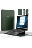 Macbook Air 13.6 Inç M2-M3-M4 Çip 2022/2024/2025 A2681 A3113 A3240 Kılıf Çanta Stand Mıknatıs Kapak  13 - 14,9 inç YEŞİL thumbnail 1