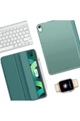 Ipad Air 6 11 Inç M2 Çip 2024 Uyumlu Tablet Kılıfı İnce Tasarım Smart Cover Standlı Akıllı Kapak  Koyu Yeşil - 8