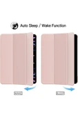 Ipad Pro 12.9" Inç 5.nesil/6.nesil 2021/2022 M2 Çip Uyumlu Flip Smart Standlı Akıllı Kılıf  Rose Gold - 5