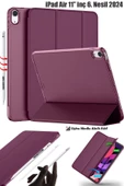 Ipad Air 6 11 Inç M2 Çip 2024 Uyumlu Tablet Kılıfı İnce Tasarım Smart Cover Standlı Akıllı Kapak  Mürdüm - 1