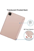 Ipad Pro 12.9" Inç 5.nesil/6.nesil 2021/2022 M2 Çip Uyumlu Flip Smart Standlı Akıllı Kılıf  Rose Gold - 4