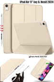 Ipad Air 6 11 Inç M2 Çip 2024 Uyumlu Tablet Kılıfı İnce Tasarım Smart Cover Standlı Akıllı Kapak  Gold - 1