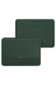 Apple Macbook Air 15 Inç M2-m3 Çip 2023/2024 A2941 A3114 Uyumlu Deri Standlı Mıknatıslı Taşıma Çanta  15 - 15,9 inç Yeşil thumbnail 2