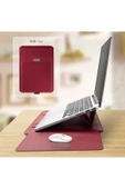 Macbook Air 13.6 Inç M2-M3-M4 Çip 2022/2024/2025 A2681 A3113 A3240 Kılıf Çanta Stand Mıknatıs Kapak  13 - 14,9 inç KIRMIZI thumbnail 3