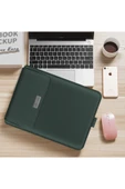 Apple Macbook Air 15 Inç M2-m3 Çip 2023/2024 A2941 A3114 Uyumlu Deri Mıknatıslı Standlı Çanta  15 - 15,9 inç YEŞİL - 4