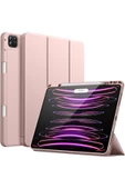 Ipad Pro 12.9 Inç 5. Ve 6. Nesil 2021 / 2022 Uyumlu Kalem Bölmeli Uyku Modlu Standlı Silikon Kılıf  PUDRA - 1