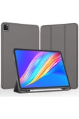 Apple Ipad Pro 4. Nesil M2 2022 11 Inç Tablet Uyumlu Kılıf Uyku Modlu Kalem Bölmeli Silikon Koruyucu  UZAY GRİSİ - 2