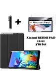 Xiaomi Redmi Pad 10.61 Uyumlu Flip Smart Standlı Uyku Modlu Tablet Kılıfı Ekran Koruyucu Kalem  SİYAH - 1