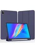 Apple Ipad Pro 4. Nesil M2 2022 11 Inç Tablet Uyumlu Kılıf Uyku Modlu Kalem Bölmeli Silikon Koruyucu  LACİVERT - 2