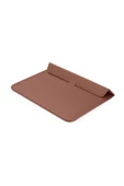 Macbook Air 13.6 M2 M3 M4 Çip 2022 2024 2025 A2681 A3113 A3240 Uyumlu Çanta Pu Deri Stantlı Tasarım  Kahverengi thumbnail 7