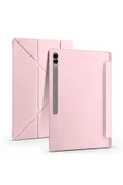 Samsung Galaxy Tab S9 Ultra Kılıf / Tab S8 Ultra Kalem Bölmeli Standlı Uyku Modlu Akıllı Kılıf Kapak  PEMBE - 2
