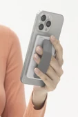 Telefon Modelleri Ile Uyumlu Kartlık Heldro ID Serisi Manyetik Stand Olma Özelliği FlexGrip™? Band  Chalk Grey - 1