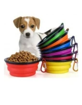 Katlanabilir Kedi Köpek Yemek Mama ve Su Kabı portatif kancalı - 1