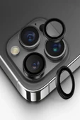 İphone 16 / Iphone 16 Plus Lens Koruyucu AluGuard Serisi Cam Alüminyum Çerçeve  Silver - 4