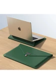 Macbook Pro Air 13 M1-m2 2020/2022 A2179-a2337-a2338-a2251-a2159-a1989-a1708 Deri Standlı Çanta  13 - 14,9 inç YEŞİL - 2