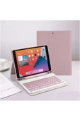 Apple Ipad Pro 4. Nesil M2 2022 11 Inç Uyumlu Bluetooth Klavyeli Kılıf Kalem Bölmeli (TÜRKÇE KLAVYE)  PEMBE - 2