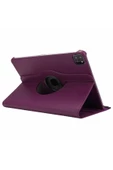 Ipad Pro 4. Nesil M2 2022 11 Inç Uyumlu 360° Dönebilen Uyku Modlu Standlı Pu Deri Kapaklı Kılıf  Mor - 2