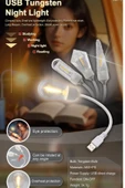 Kitap Okuma/Kamp Işığı/Gece Lambası Retro Otantik Usb Girişli Lamba Kırılmaz Lamba  İNCE UZUN AMPUL - 4